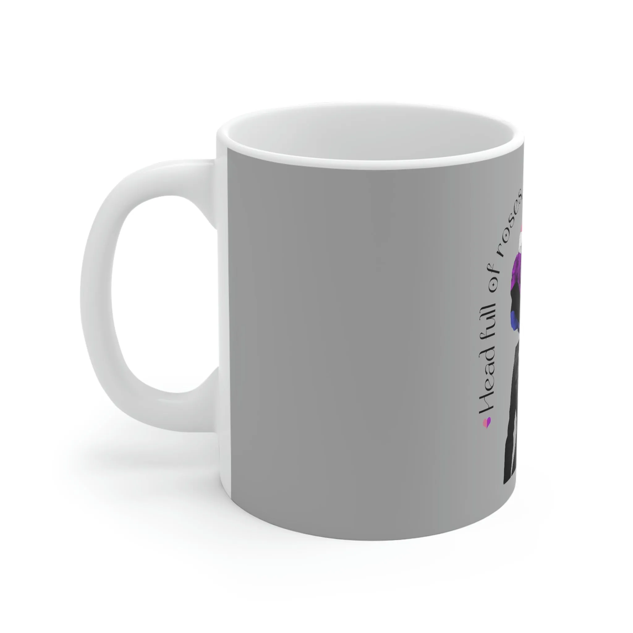 11oz Grey Mug - Head Full Of Roses