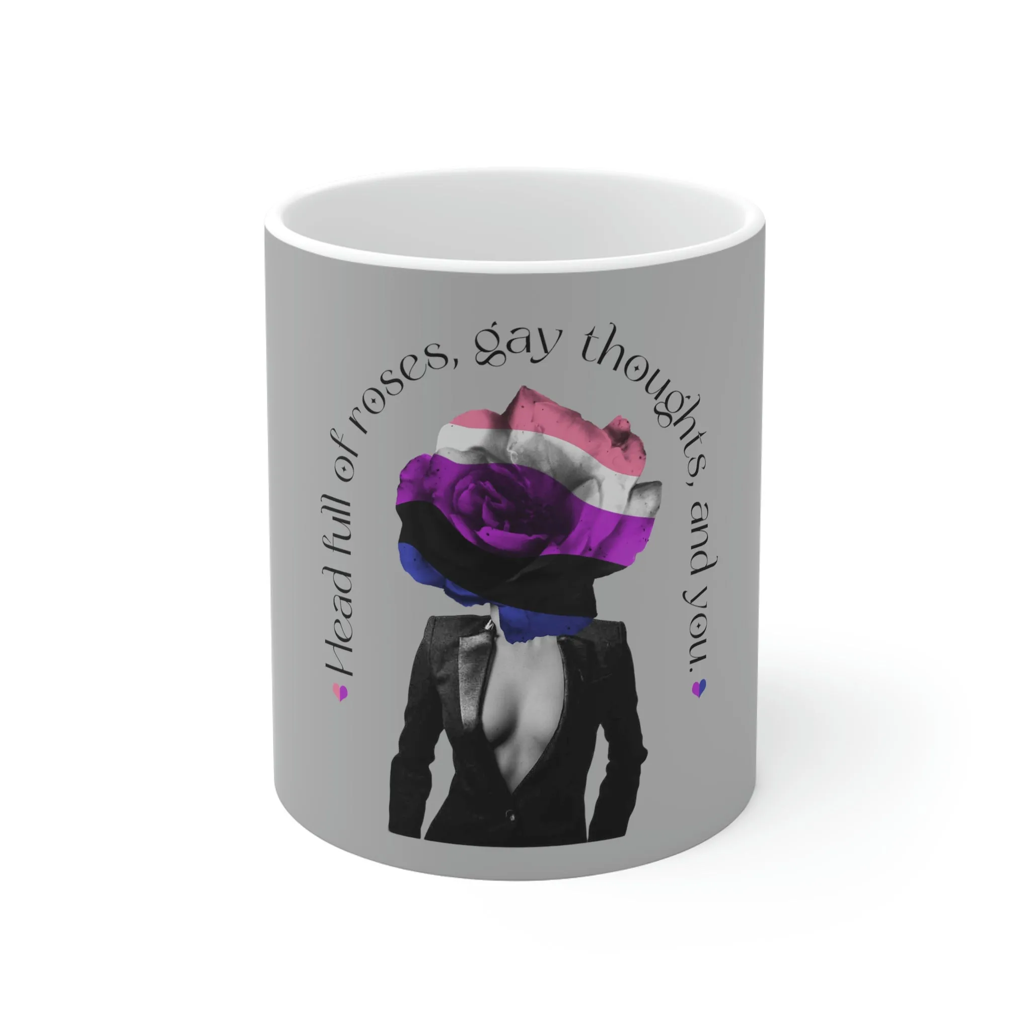 11oz Grey Mug - Head Full Of Roses