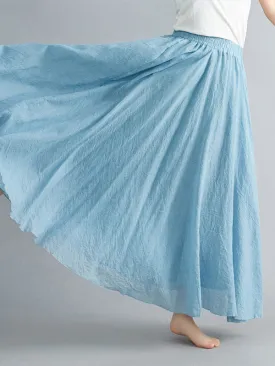 A-Line Loose Elasticity Pleated Solid Color Skirts