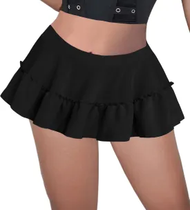 Afibi Women's Short Skater Skirt Basic Casual High Waisted Ruffles Flared Mini Lingerie Skirts
