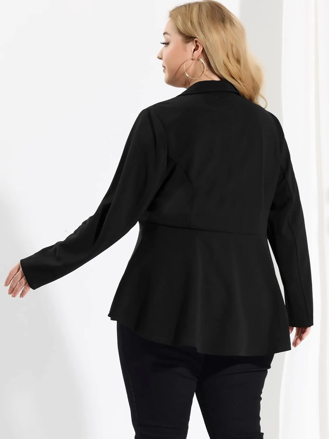 Agnes Orinda Women's Plus Size Blazer Notch Panel Work Business Casual Outfits Dressy Suit Jacket Peplum Blazers