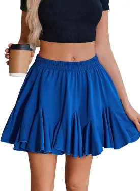 Avidlove Skirts for Women Pleated Skirts for Women Trendy High Waist Sexy Skater Mini Skirt(Blue,XXL)