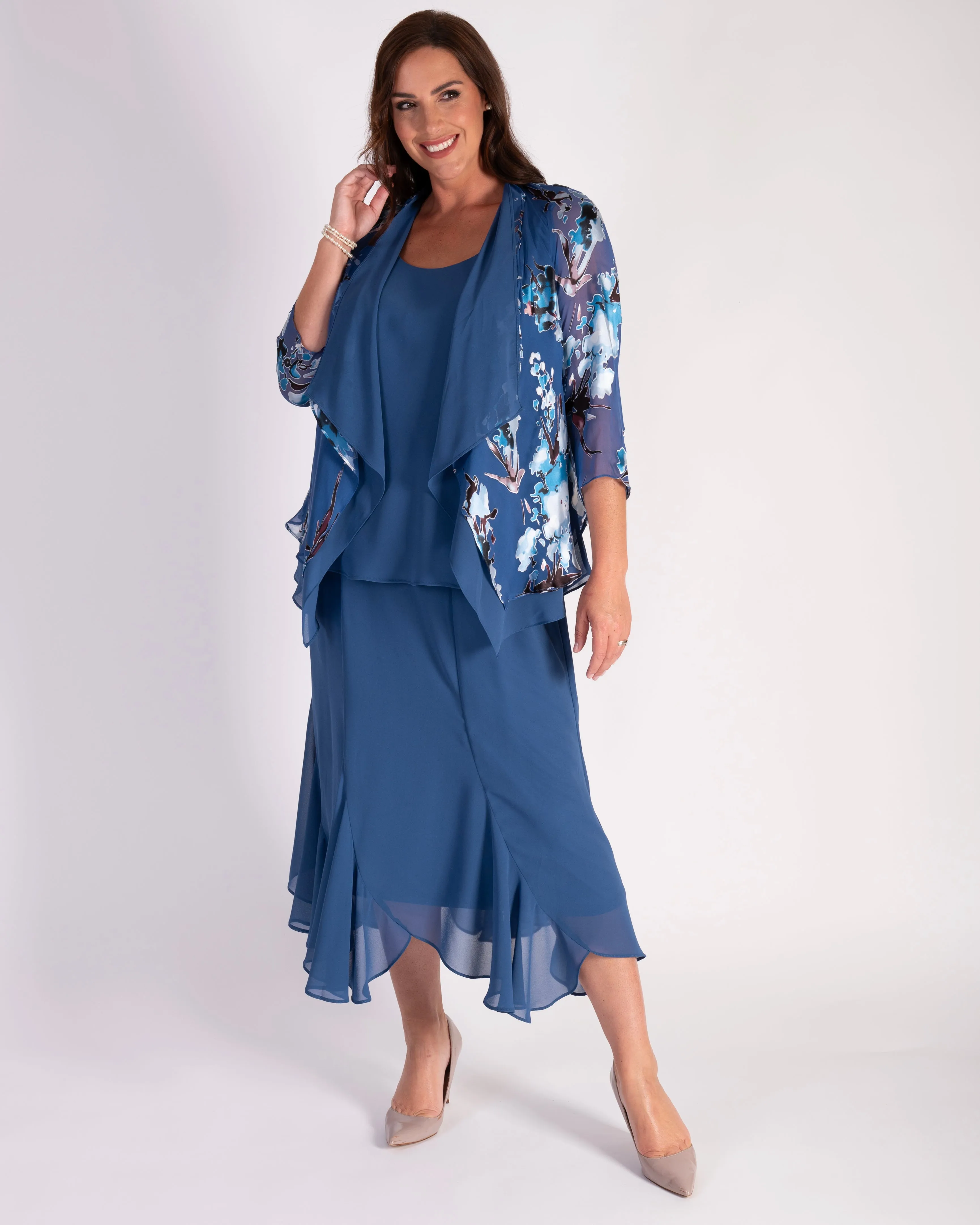 Azure Six Panelled Chiffon Skirt