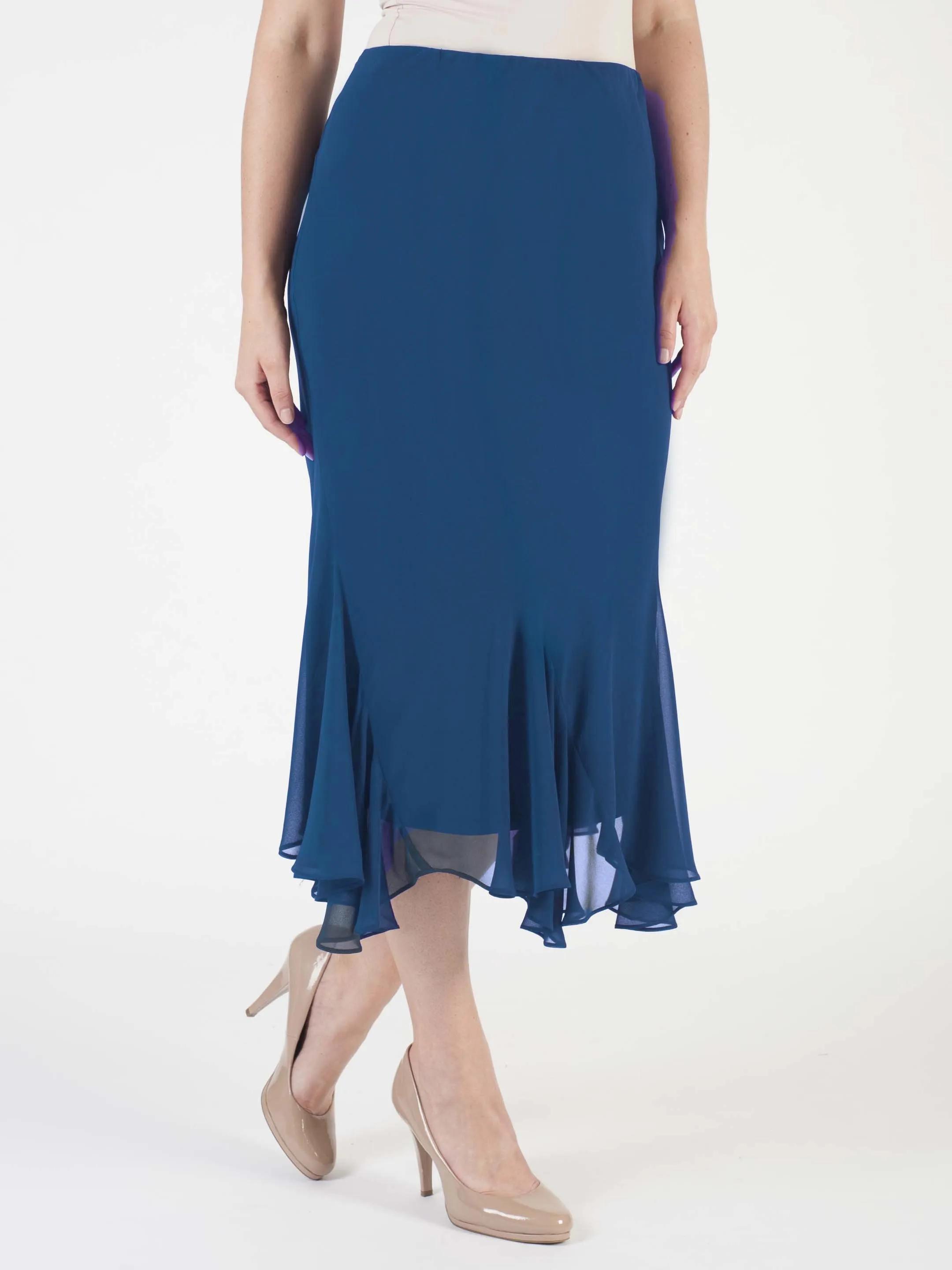Azure Six Panelled Chiffon Skirt