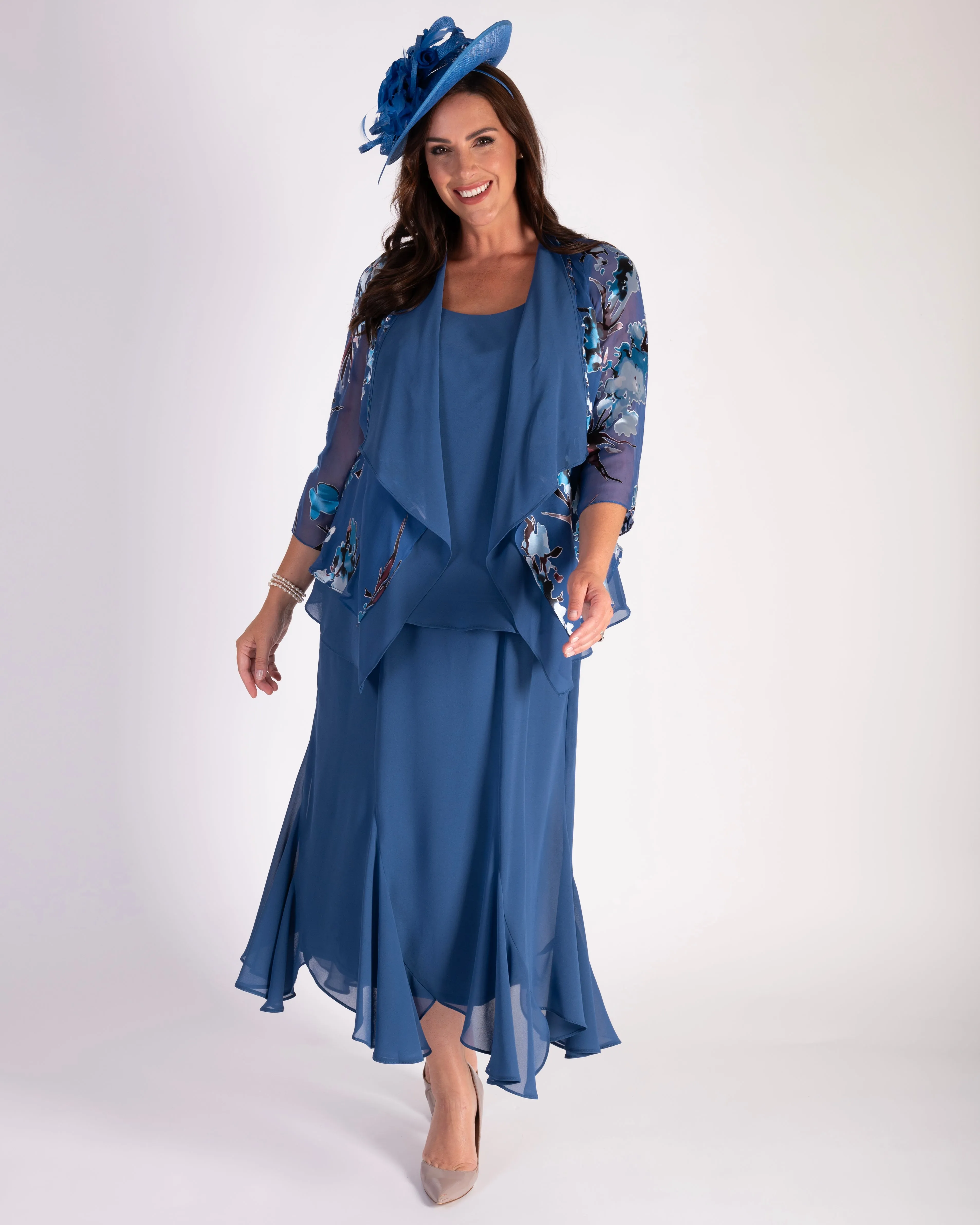 Azure Six Panelled Chiffon Skirt