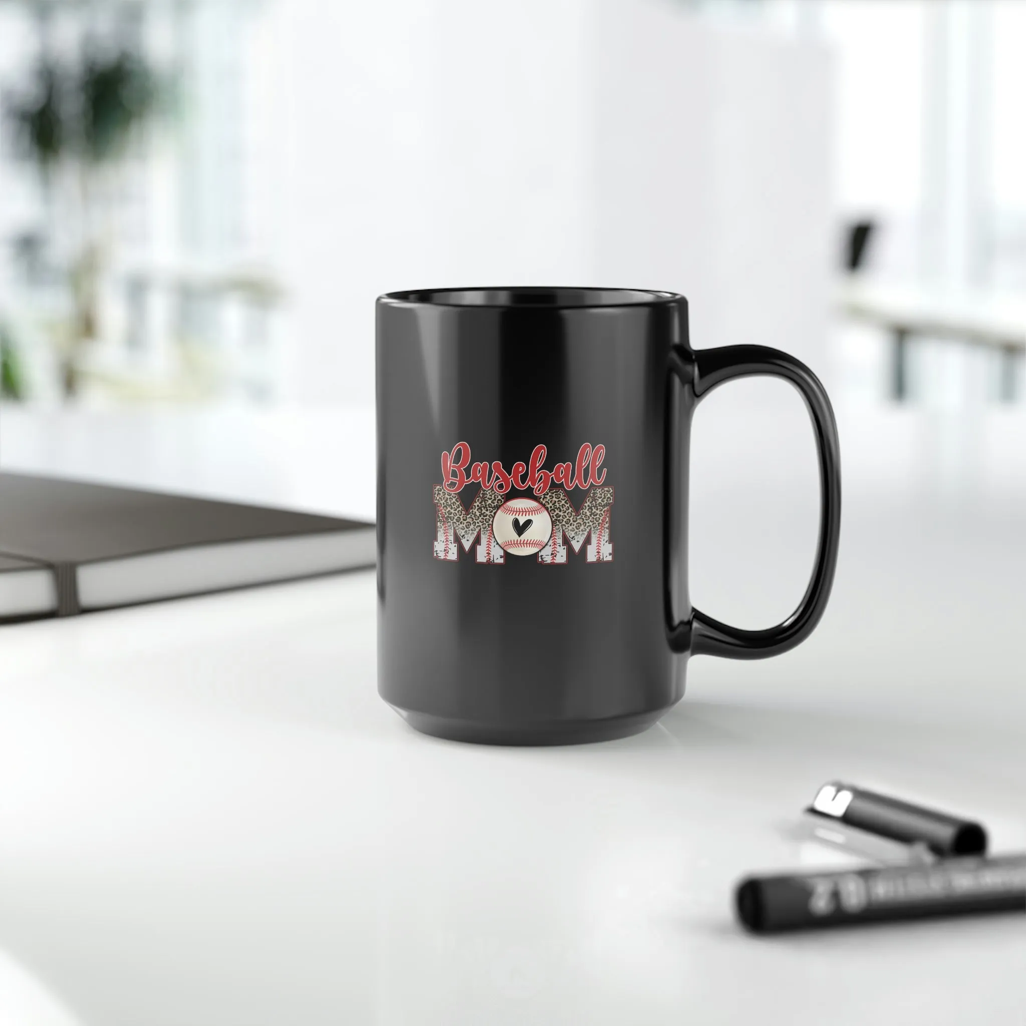 Baseball Mom 01 - Black Mug, 15oz