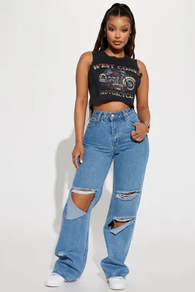 Beat You To It Ripped Non Stretch Straight Leg Jean - Medium Wash