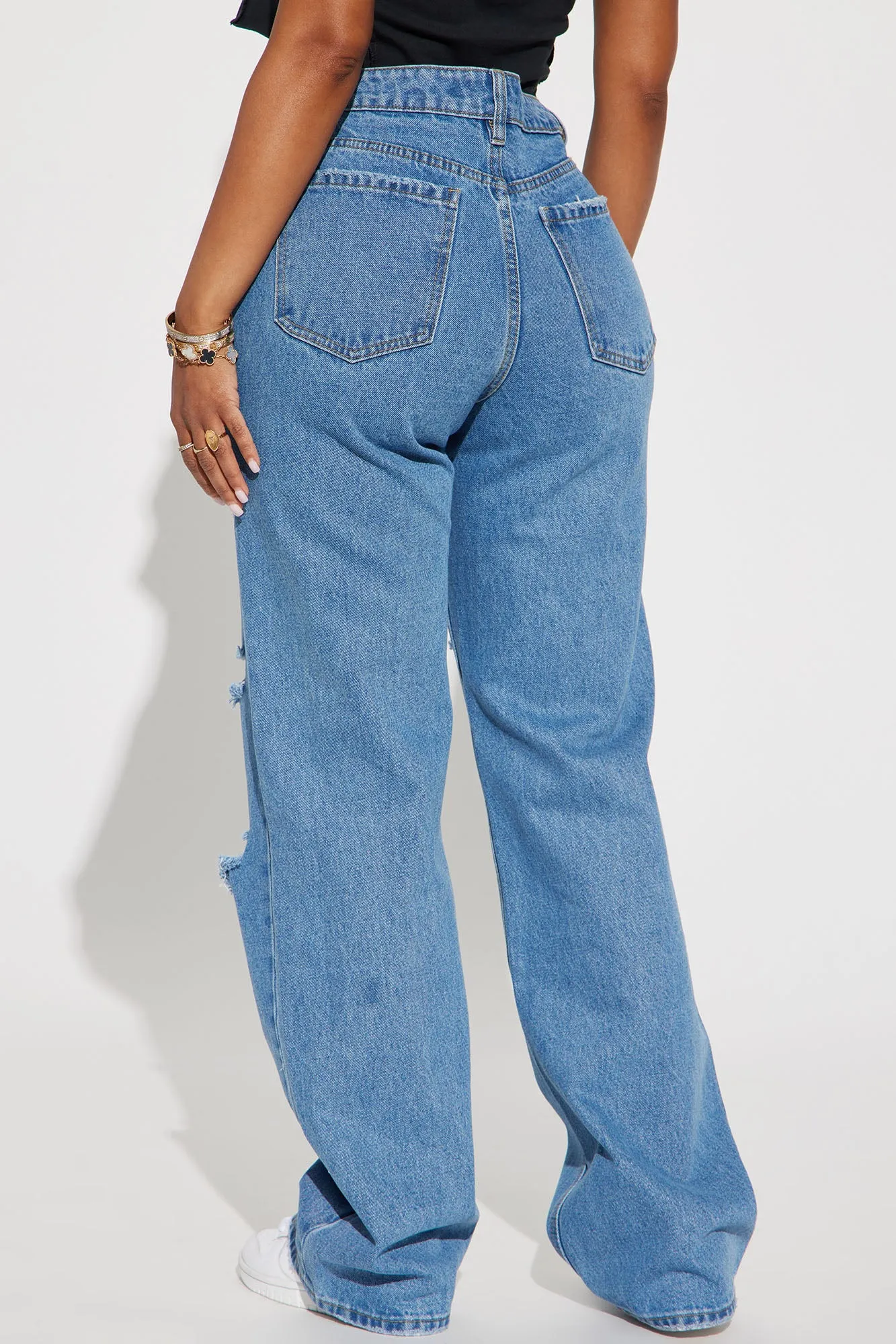 Beat You To It Ripped Non Stretch Straight Leg Jean - Medium Wash