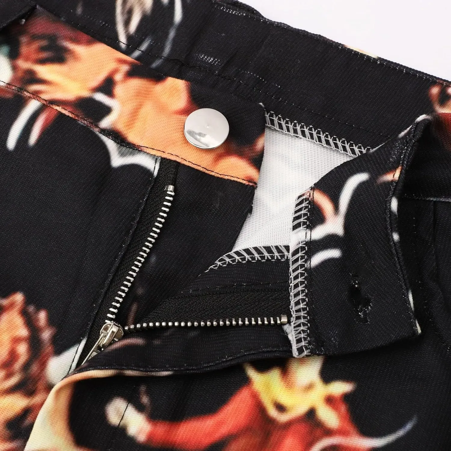 Bell Bottom Floral Patterned Jeans for Women,High Waisted Wide Leg Flare Stretchy Plus Size Jeans for Curvy Women