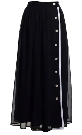 Black Georgette Skirt With Pockets And Lining