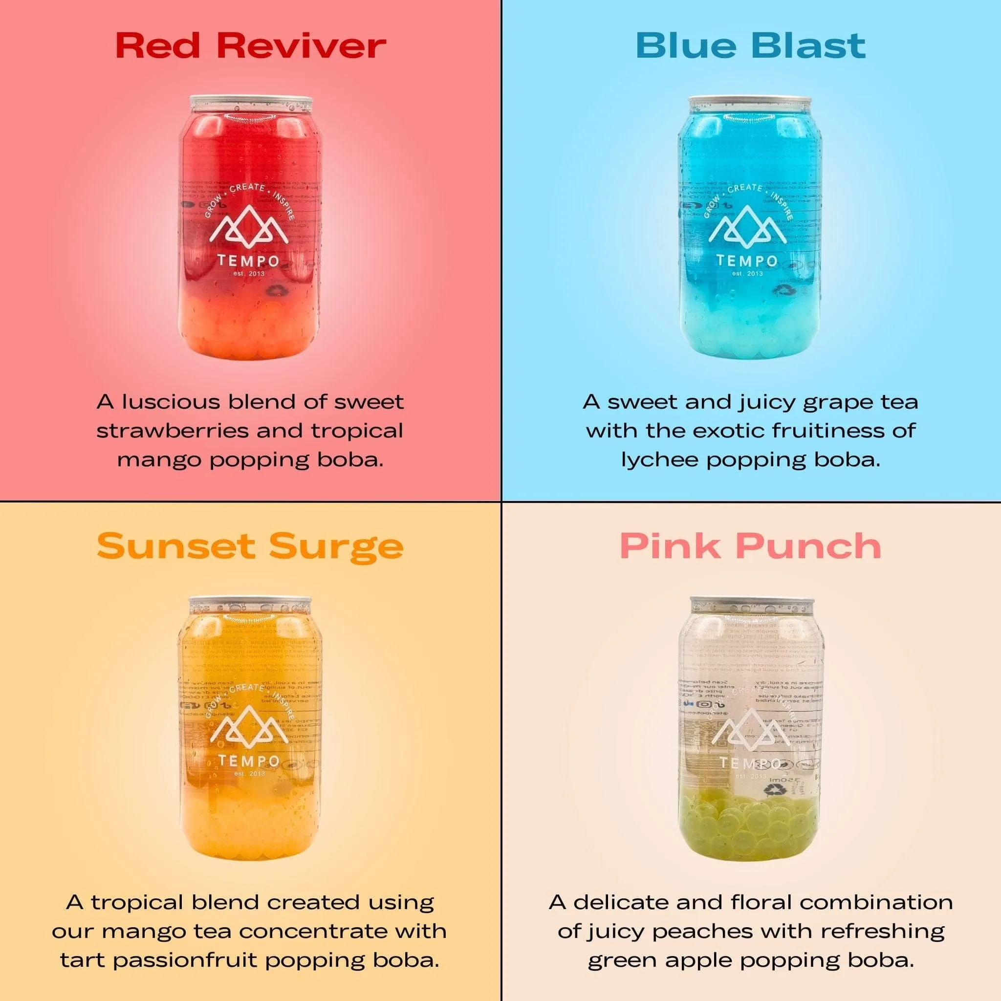 Bubble Tea Cans | Classic - Mixed 4 Pack