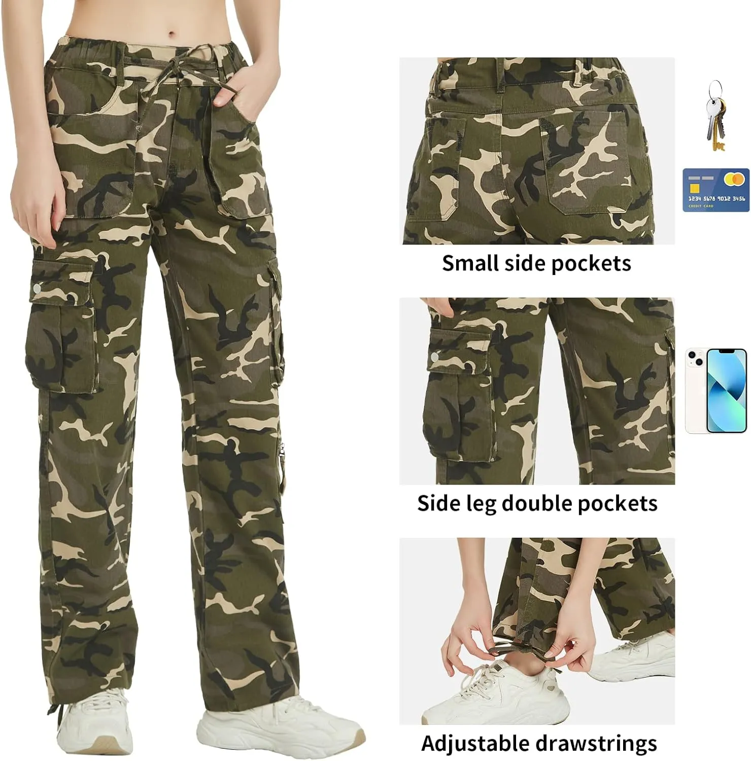 Cargo Pants Women Baggy Hiking Casual Cotton Military Tactical Army Combat Work Pants with 7 Pockets