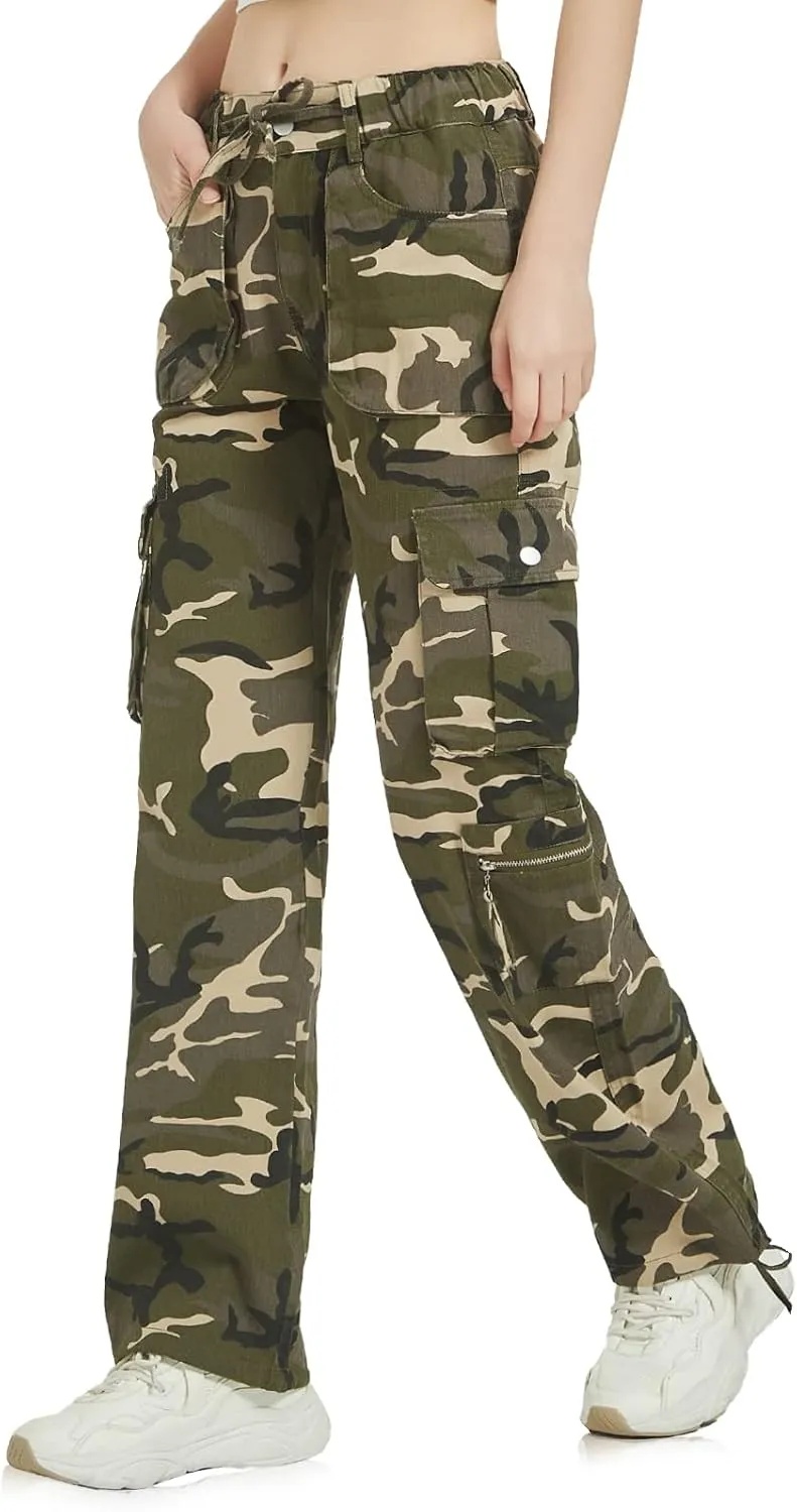 Cargo Pants Women Baggy Hiking Casual Cotton Military Tactical Army Combat Work Pants with 7 Pockets