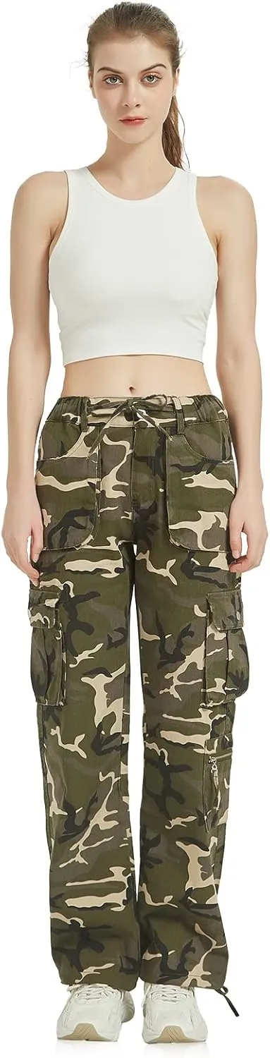 Cargo Pants Women Baggy Hiking Casual Cotton Military Tactical Army Combat Work Pants with 7 Pockets