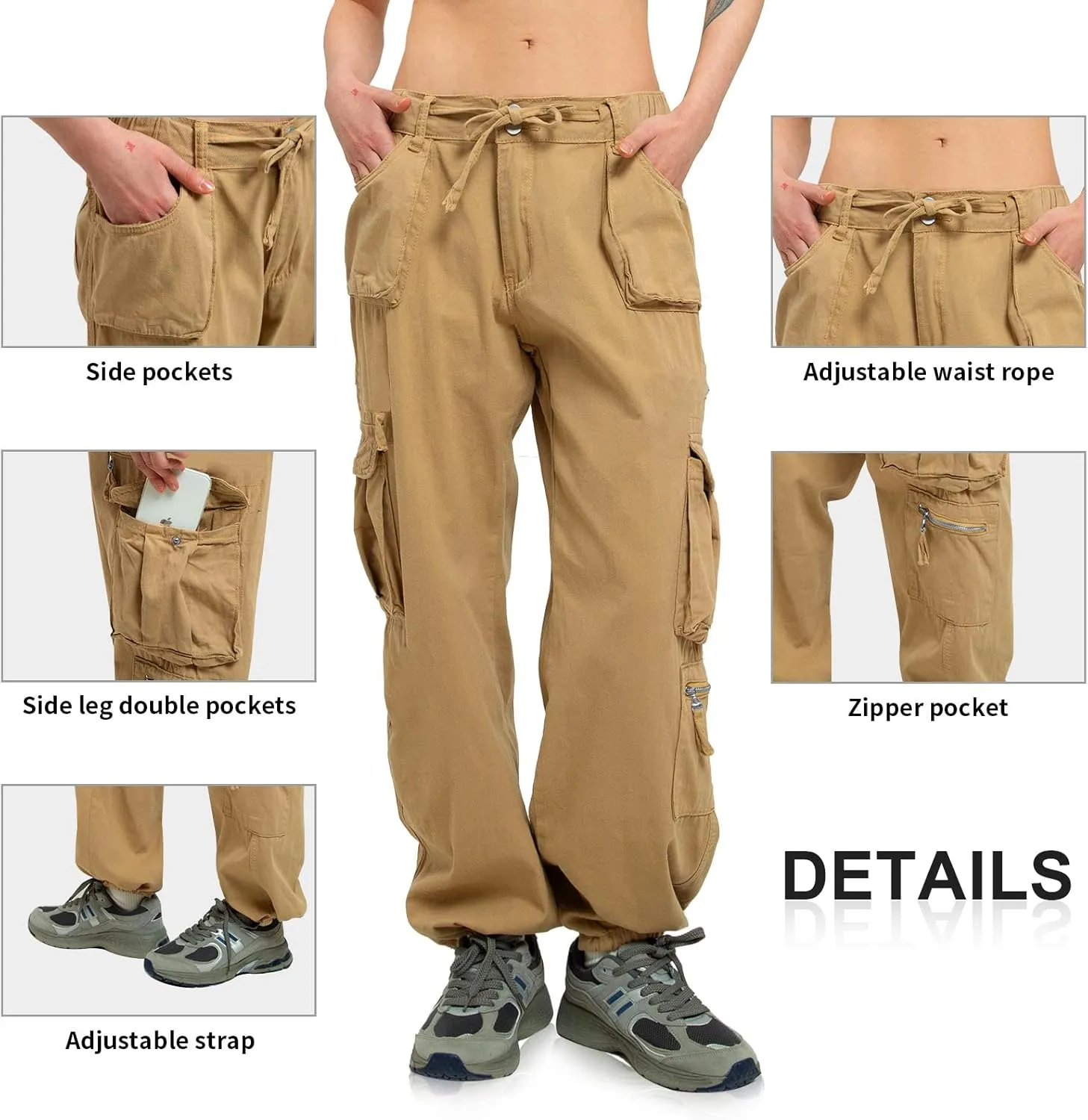 Cargo Pants Women Baggy Hiking Casual Cotton Military Tactical Army Combat Work Pants with 7 Pockets