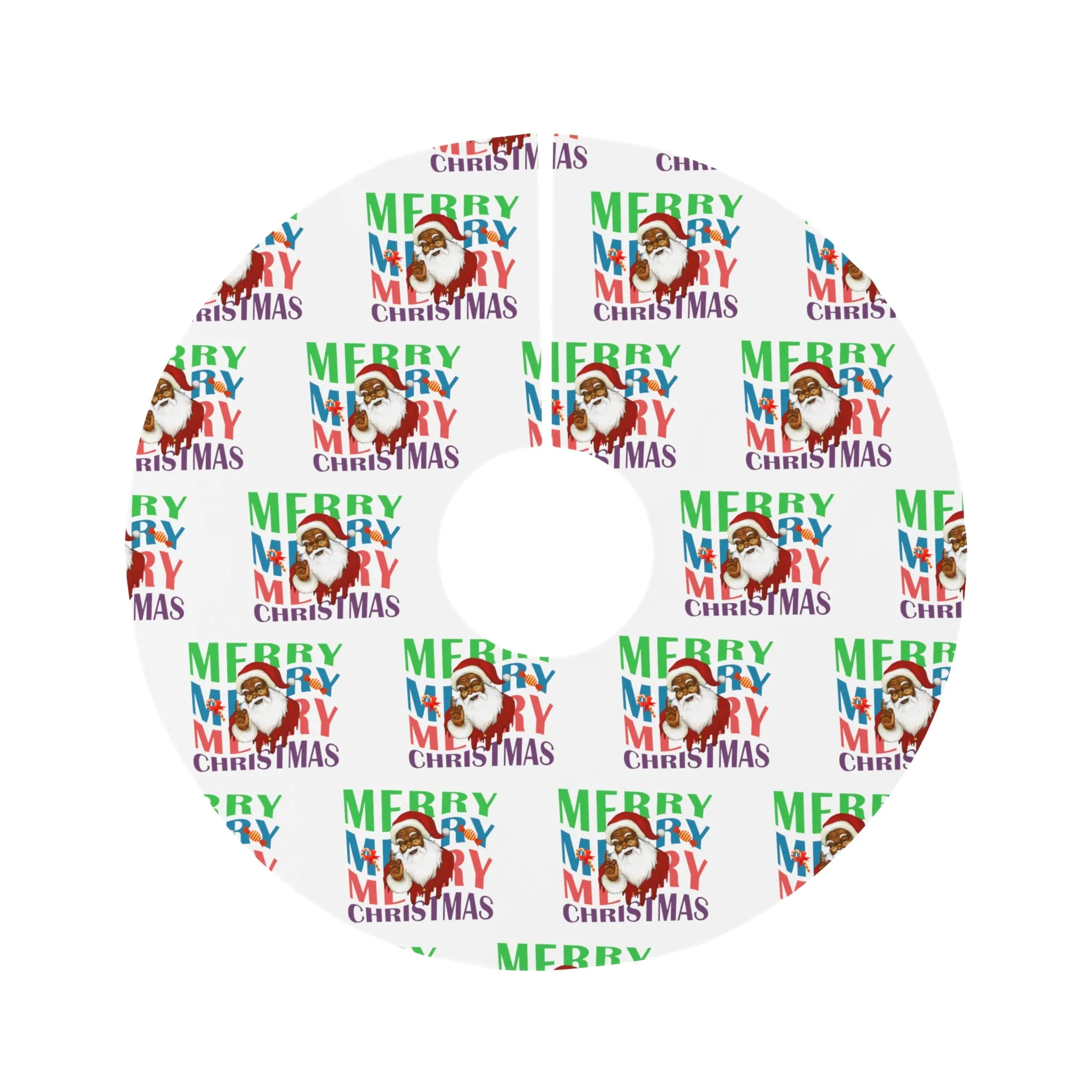 Christmas Round Tree Skirt , Merry Christmas Santa