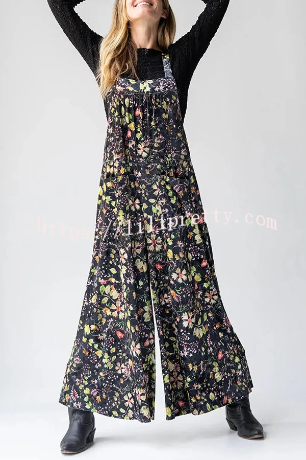 Comfy and Cute Velvet Tie-Back Pocketed Wide Leg Overalls
