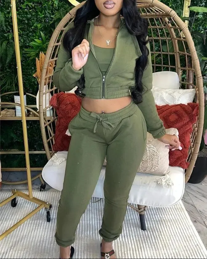 Cropped Top And Drawstring Pants cropped tops