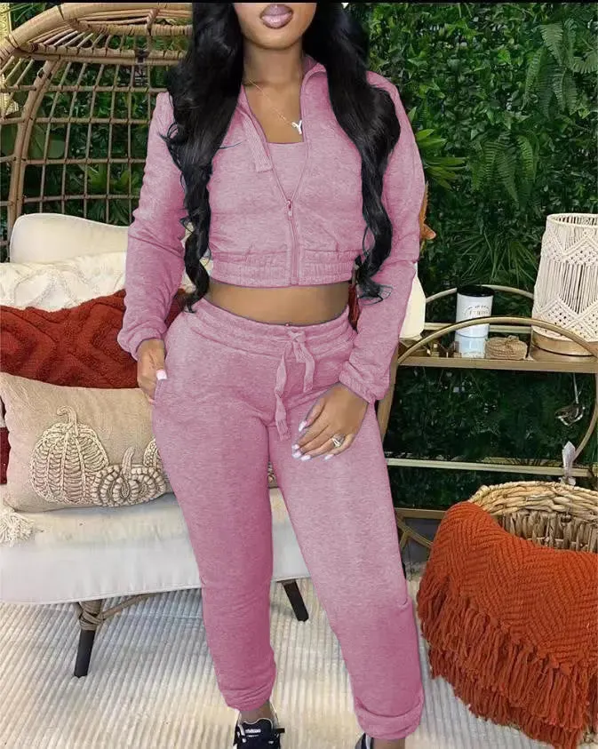 Cropped Top And Drawstring Pants cropped tops