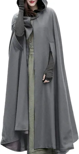 DDAPJ pyju Womens Hooded Open Front Cardigan Wool Blend Long Cape Coat Winter Casual Maxi Cloak Trench Coat Outwear Jacket