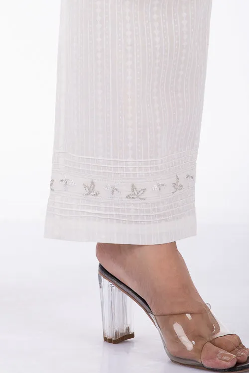 Dharan "Sikki Pants" White Embroidered Straight Pants