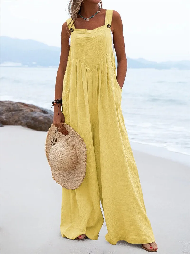 Funki Buys | Pants | Women's Elegant Wide Leg Bib Romper