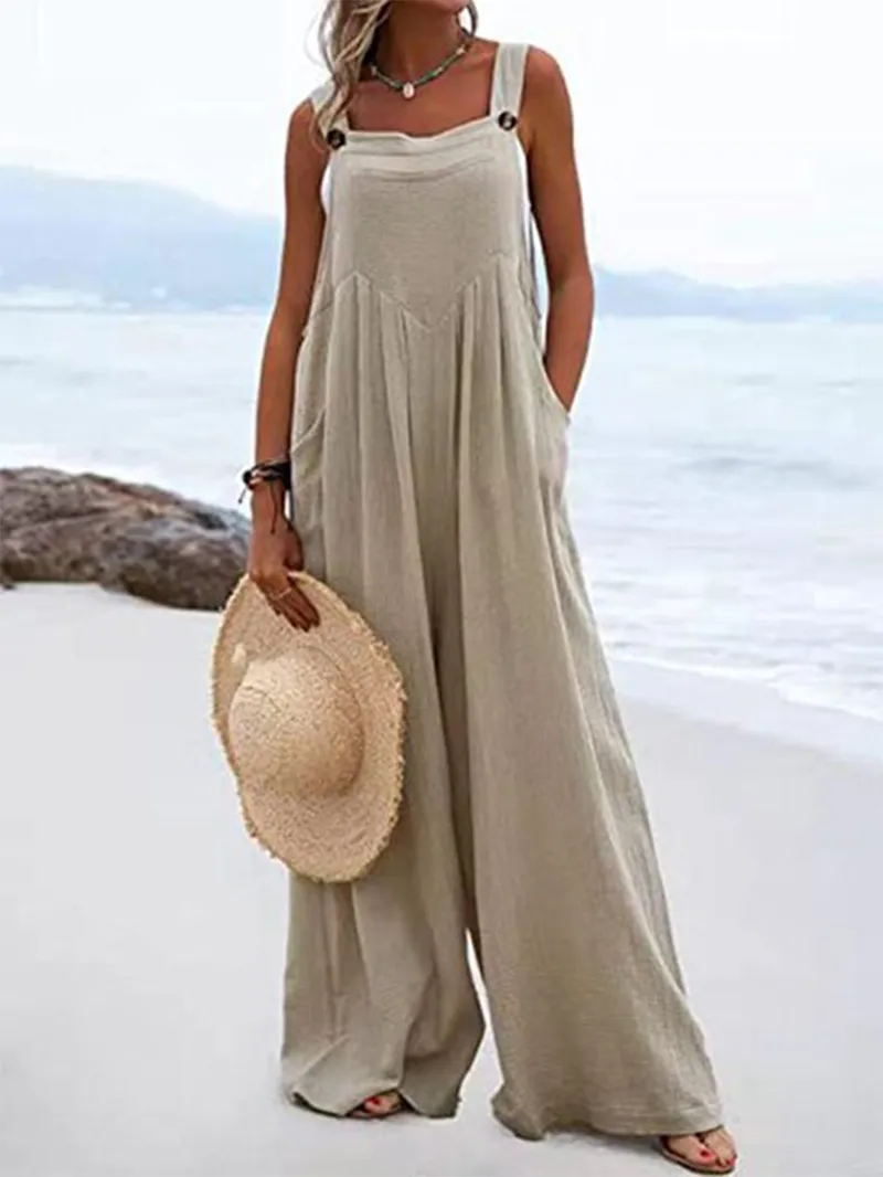 Funki Buys | Pants | Women's Elegant Wide Leg Bib Romper
