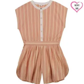 Girls Peach Striped Playsuit