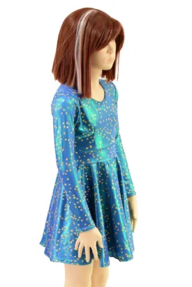 Girls Stardust Long Sleeve Skater Dress