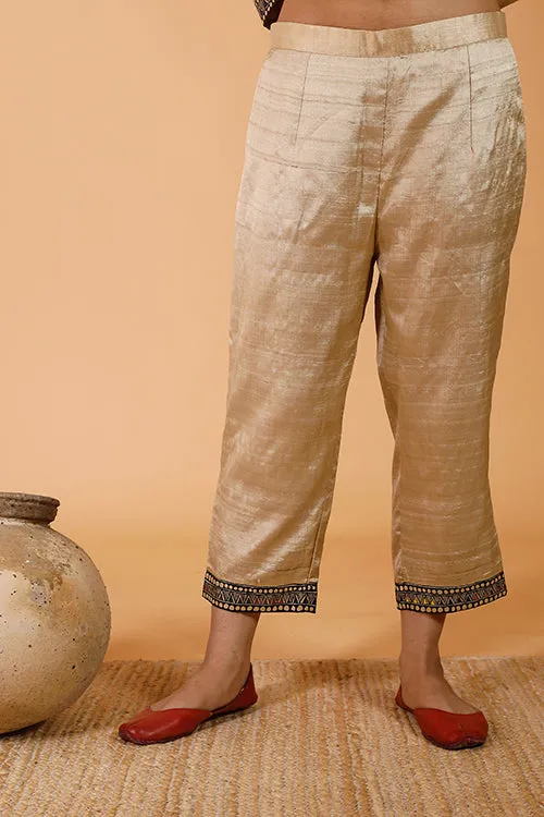 Gubbaro Handpainted Madhubani 'Radha-Krishna' Banana Silk Pant