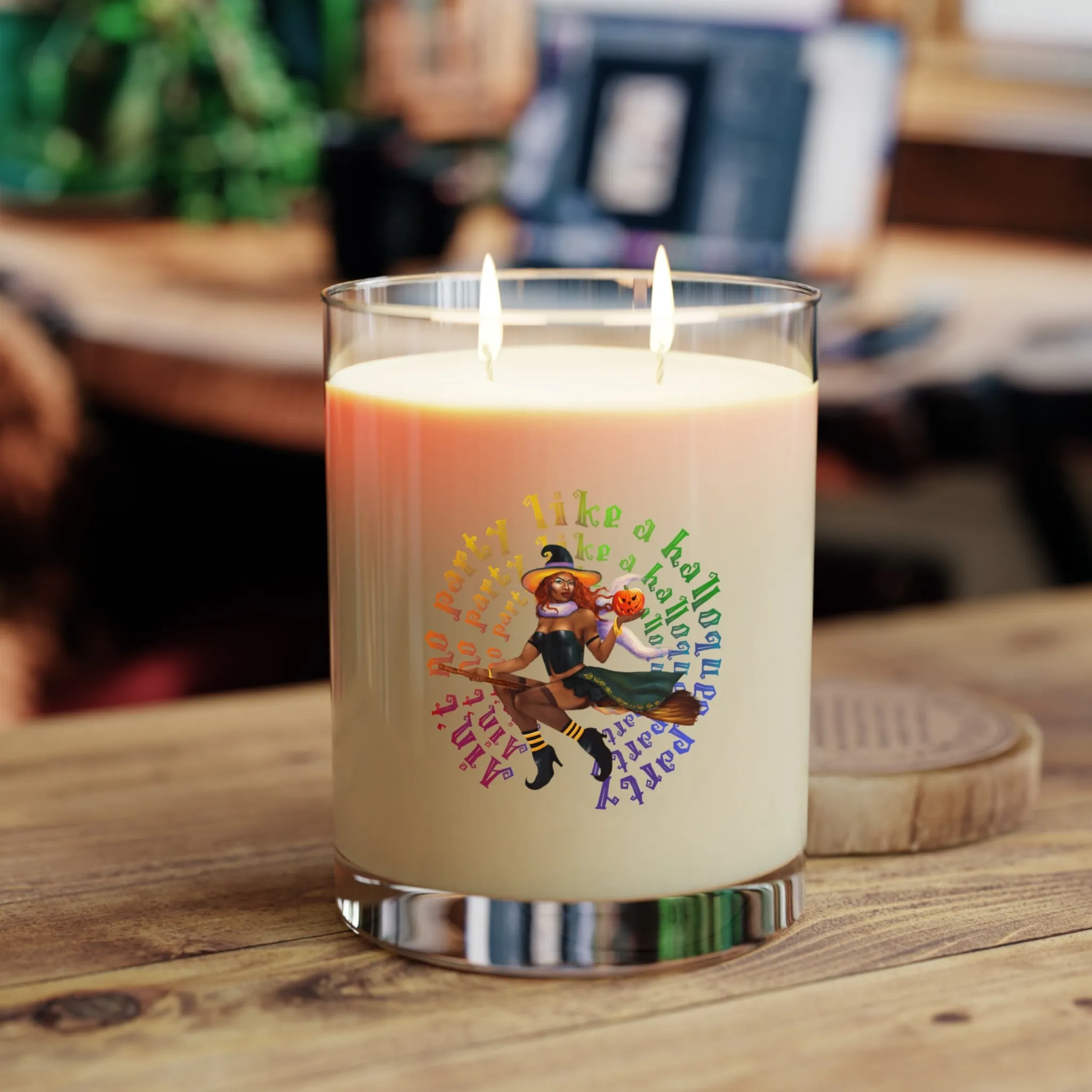 Halloween Scented Candle Full Glass, 11oz - No Party (Black)
