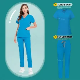 HC - Nurse & Surgeon Scrub Set: Women’s short-sleeve uniform for skin care and hand hygiene