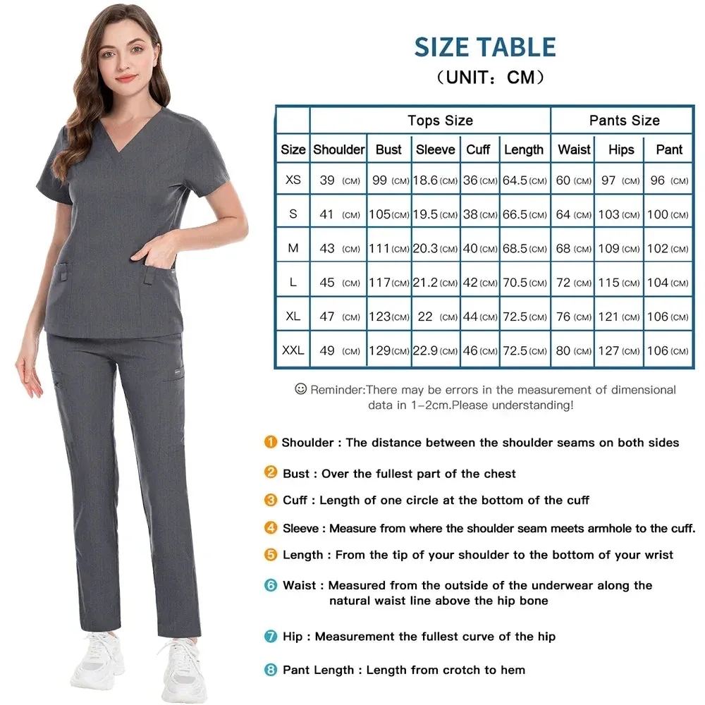 HC - Nurse & Surgeon Scrub Set: Women’s short-sleeve uniform for skin care and hand hygiene