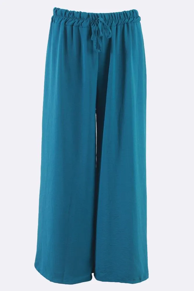 Italian Elastic Band Drawstring Palazzo Trouser