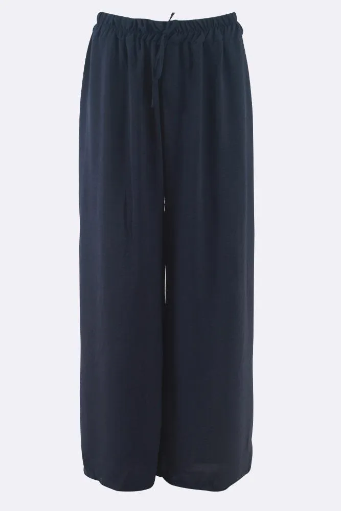 Italian Elastic Band Drawstring Palazzo Trouser