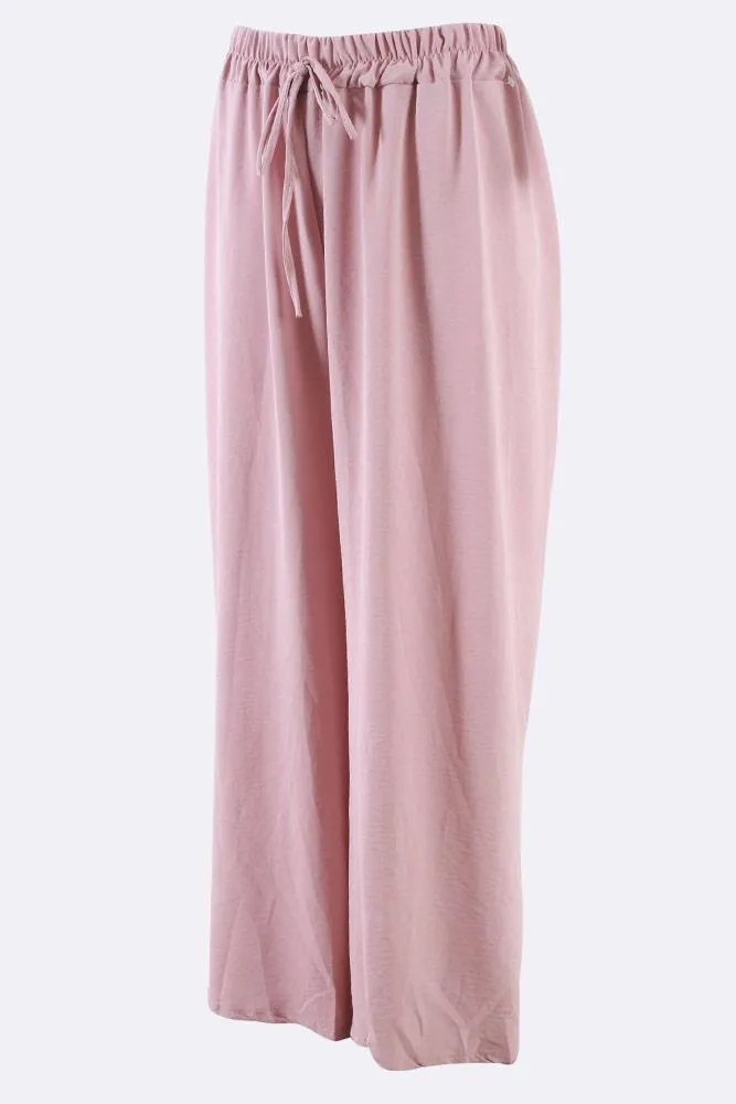 Italian Elastic Band Drawstring Palazzo Trouser