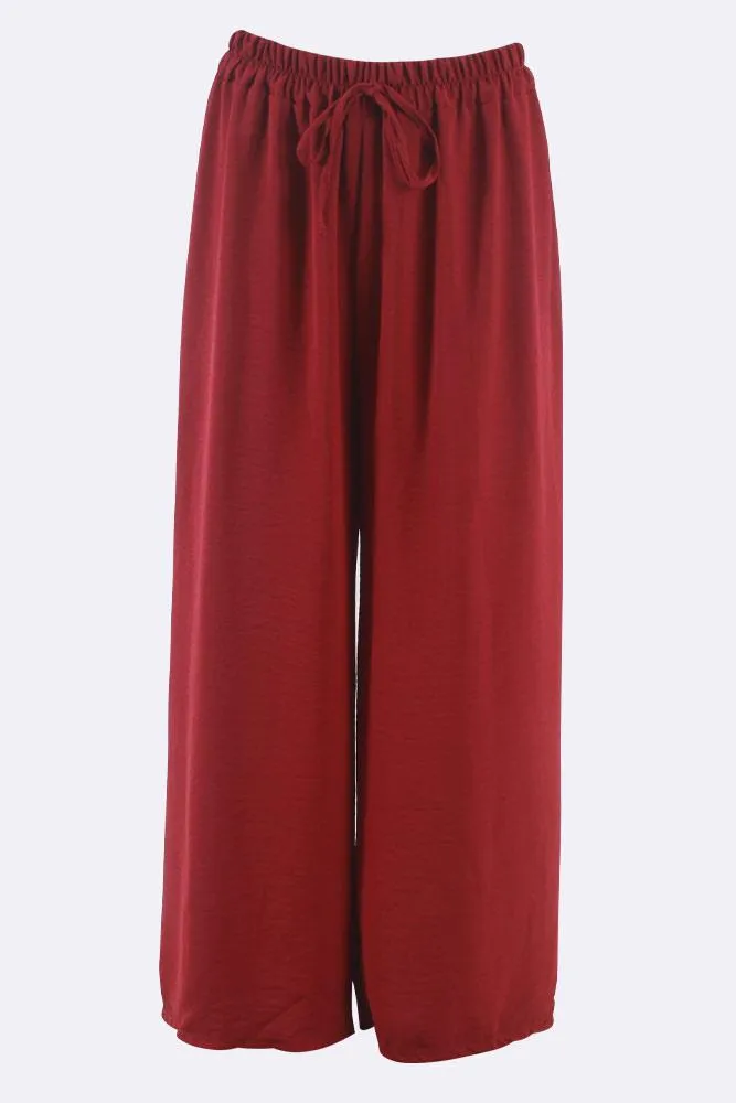 Italian Elastic Band Drawstring Palazzo Trouser