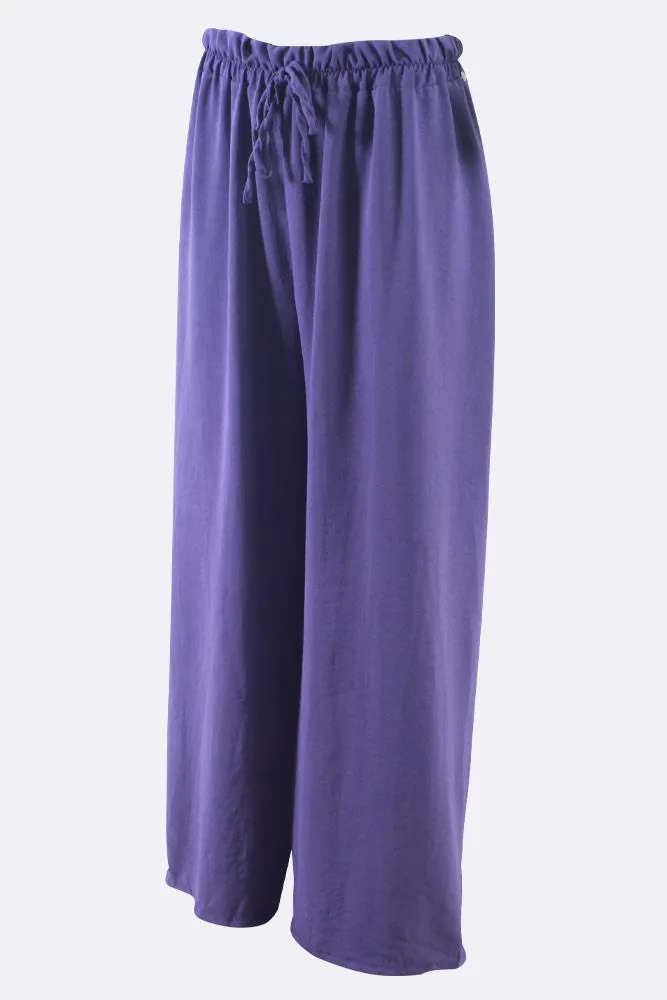 Italian Elastic Band Drawstring Palazzo Trouser