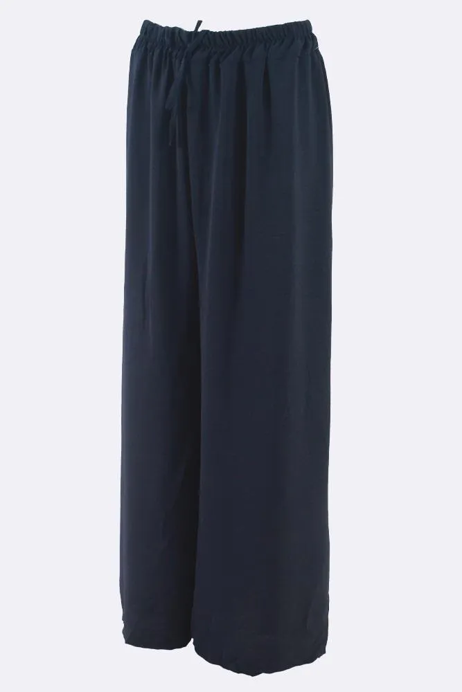 Italian Elastic Band Drawstring Palazzo Trouser