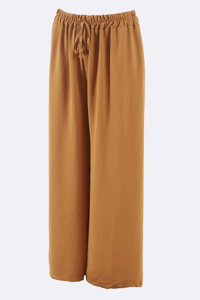 Italian Elastic Band Drawstring Palazzo Trouser