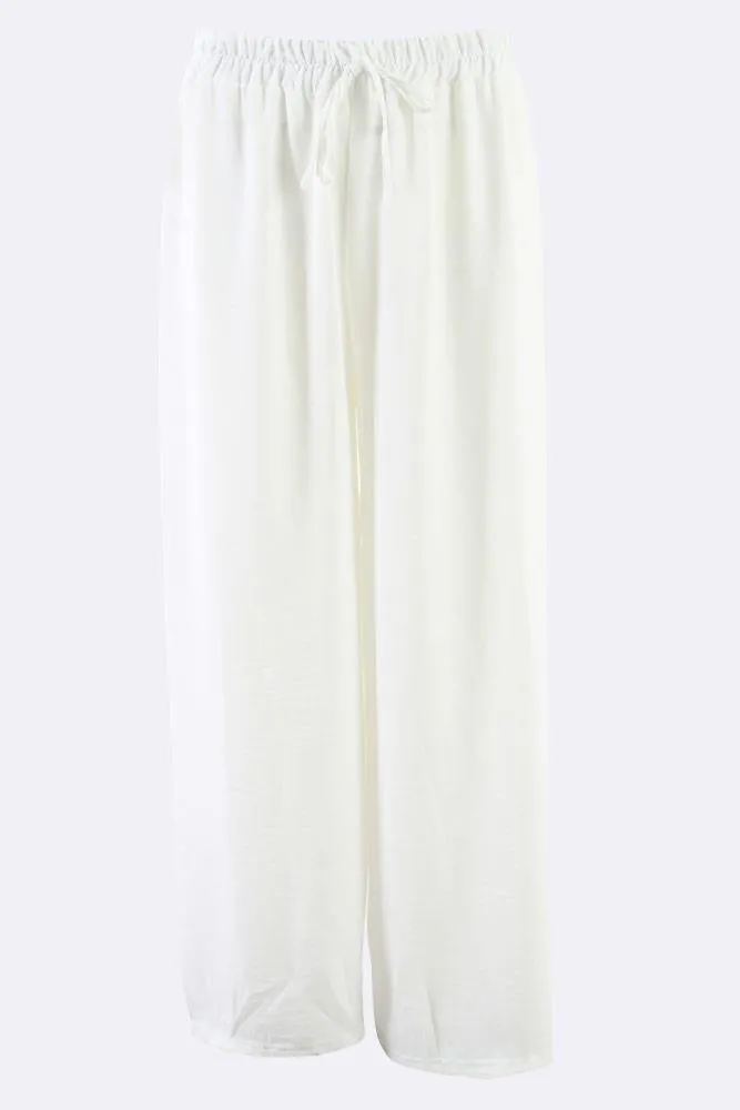 Italian Elastic Band Drawstring Palazzo Trouser