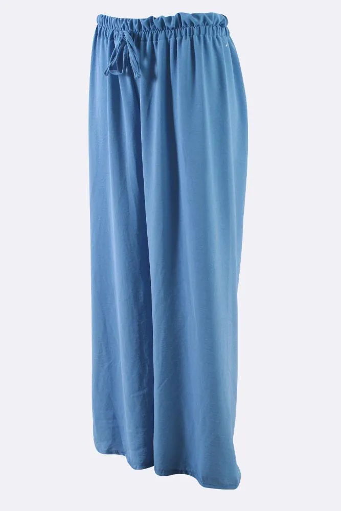 Italian Elastic Band Drawstring Palazzo Trouser