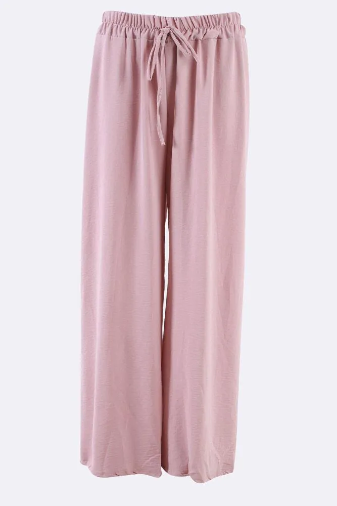 Italian Elastic Band Drawstring Palazzo Trouser