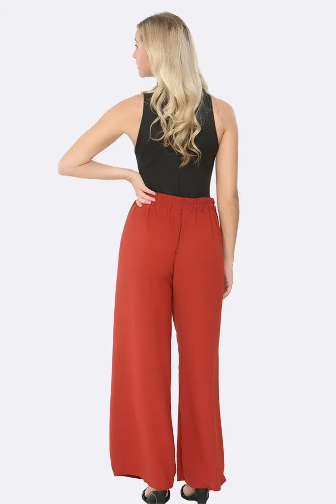 Italian Elastic Band Drawstring Palazzo Trouser