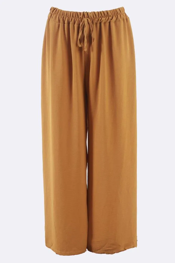 Italian Elastic Band Drawstring Palazzo Trouser