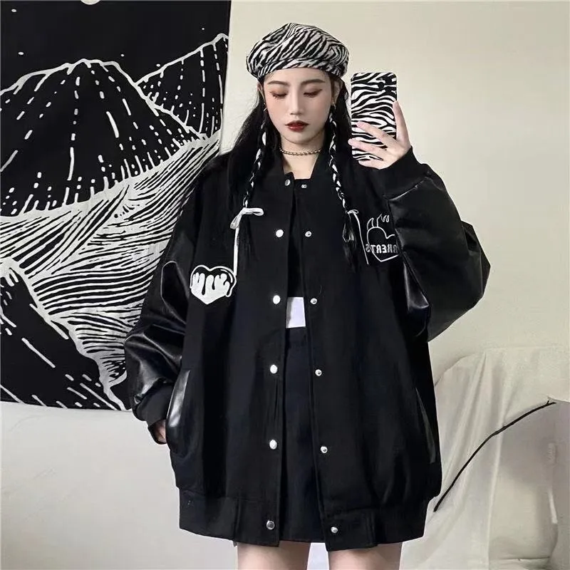 Joskaa Black Retro Jacket Baseball Uniform