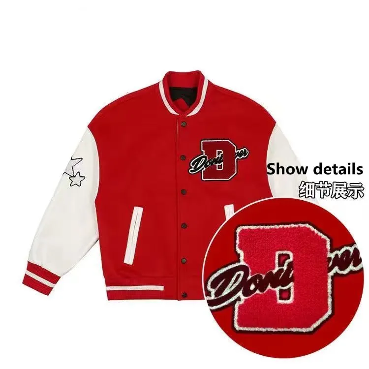 Joskaa Christmas Gift Female new autumn letter embroidery blue baseball uniform couple y2k loose retro fried street large size stitching jacket 2024