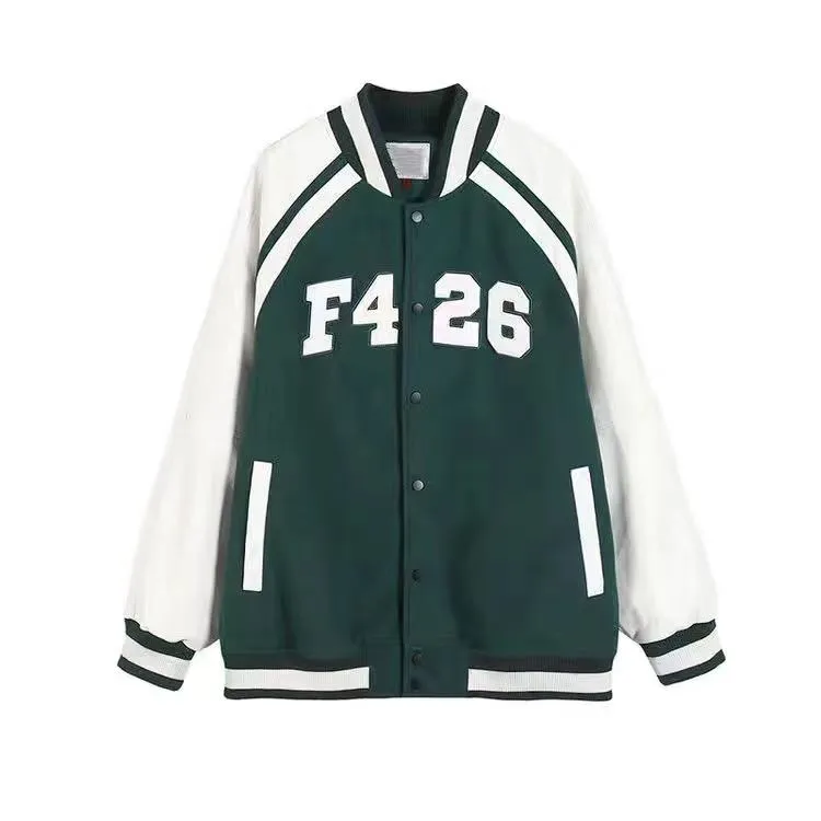 Joskaa Christmas Gift Female new autumn letter embroidery blue baseball uniform couple y2k loose retro fried street large size stitching jacket 2024