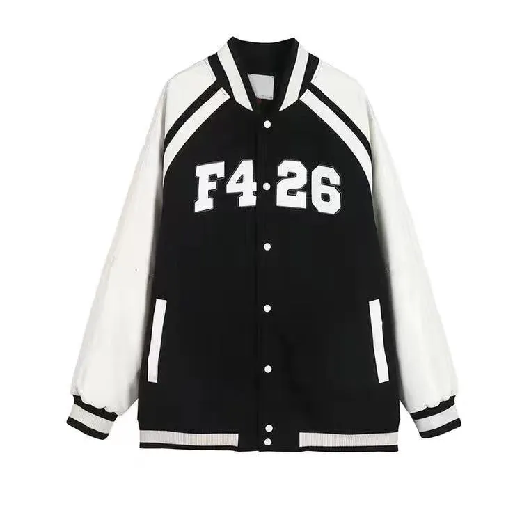 Joskaa Christmas Gift Female new autumn letter embroidery blue baseball uniform couple y2k loose retro fried street large size stitching jacket 2024