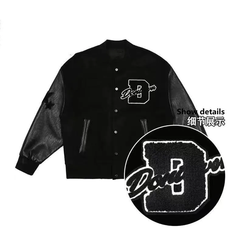 Joskaa Christmas Gift Female new autumn letter embroidery blue baseball uniform couple y2k loose retro fried street large size stitching jacket 2024